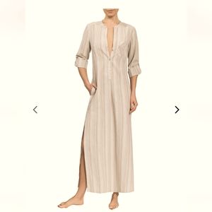 Tracy Stripe Coverup Linen Kaftan NWT